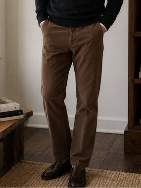 Brax Mary Brown Velvet Touch Pants 36x26 Straight Luxury Casual Academia